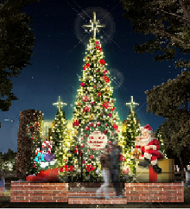 クリスマスツリーのイルミネーション画像