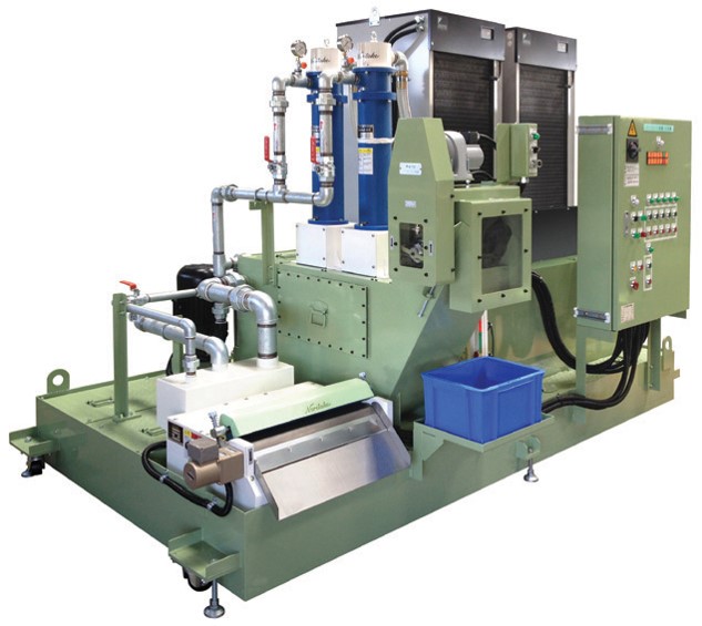 クリークフロータンク採用によるスラッジ沈殿を軽減  〇クリークフロータンクとは…一定速度でタンク内のクーラント液を回し、スラッジの沈殿を防ぐ独自の流水型タンク